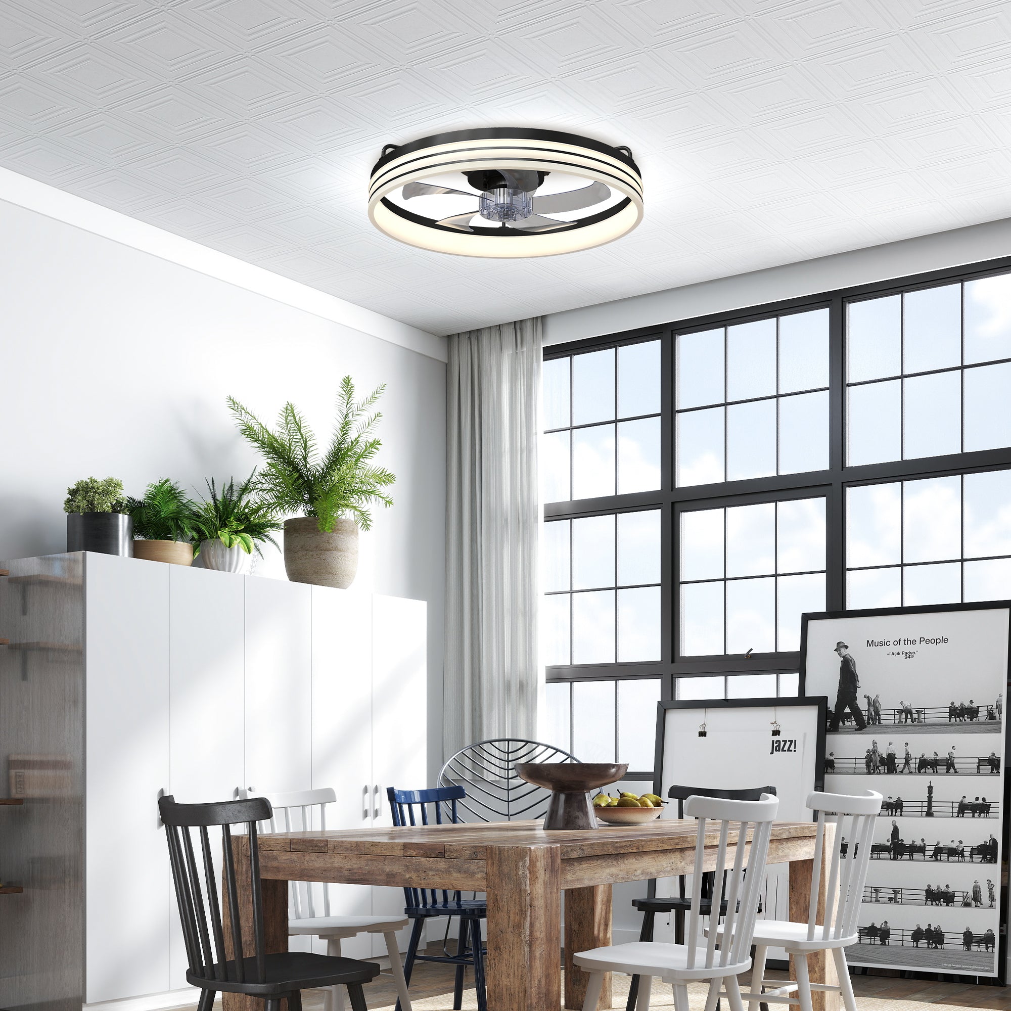 HOMCOM Ceiling Fans with Lights and Remote & App Control, 50cm LED Ceiling Fan Light with 3 Colour Temperatures, 6 Speed, Black 