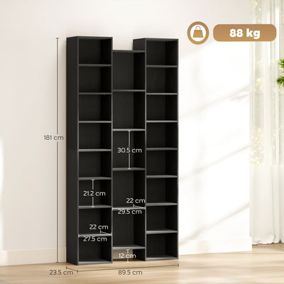 HOMCOM 21-Compartment Bookshelf - Black 