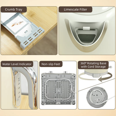 HOMCOM Retro 3000W Kettle and Toaster Set - Cream 