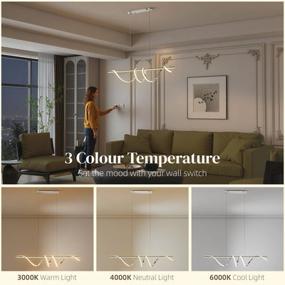 HOMCOM Pendant Light with 3 Colour Temperatures - Silver Tone 