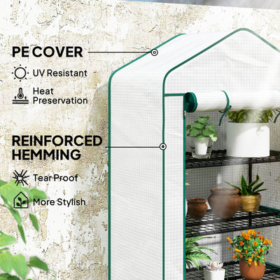 Outsunny Four-Tier Mini Greenhouse, with Reinforced Plastic Cover 