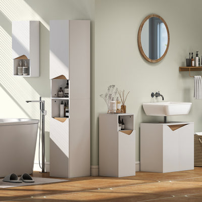 HOMCOM Under Sink Bathroom Cabinet, Bathroom Storage Cabinet with Soft-Close Doors, for Basin without Pedestal, White 