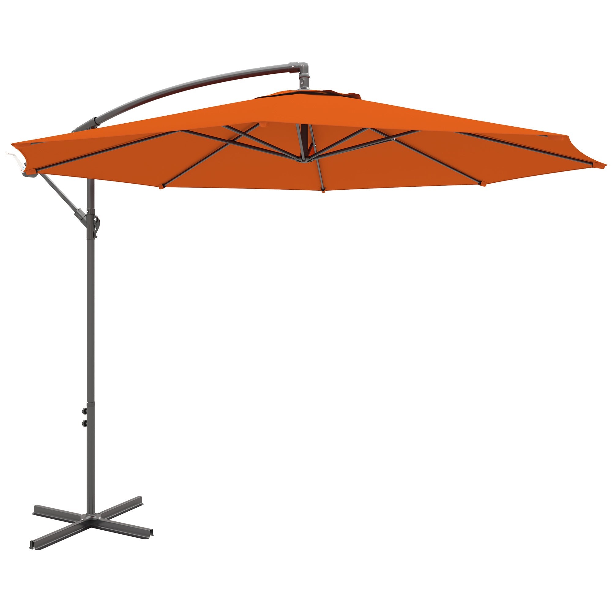 Outsunny 2.45m Overhanging Cantilever Parasol, with Cross Base - Orange 