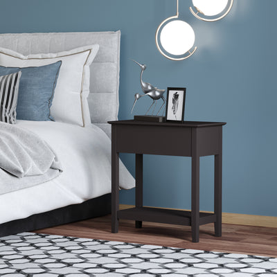 HOMCOM End Table, Narrow Side Table with Flip Top , Shelf, Dark Coffee 