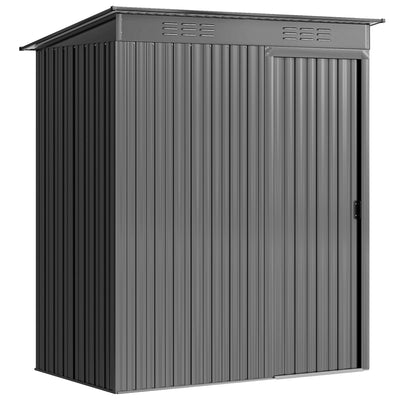 Outsunny 5 x 3.5ft Metal Garden Storage Shed with Effortless Assembly and 2 Pairs of Gloves, Waterproof Outdoor Shed, Light Grey 