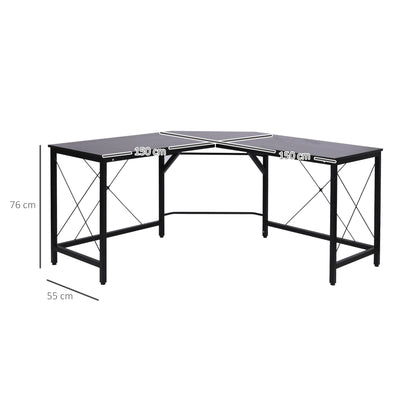 HOMCOM L-Shaped Corner Desk, Computer Desk for Home Office, Space-Saving Study Workstation, Easy to Assemble, 150 x 150 x 76cm, Black 