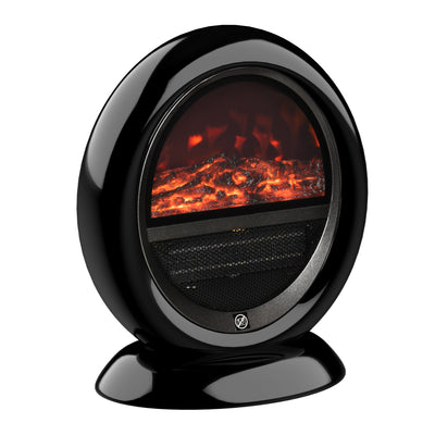 HOMCOM Freestanding Electric Fireplace Indoor Space Table Top Heater with Realistic Flame Effect, Rotatable Head, Overheating Protection, 1500W, Black 