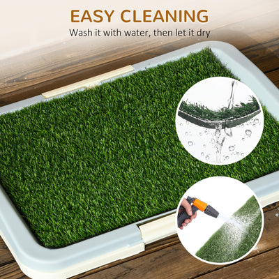 PawHut Puppy Training Pad, Indoor Portable Puppy Pad, with Artificial Grass, Grid, Panel, Tray, 63 x 48.5cm 