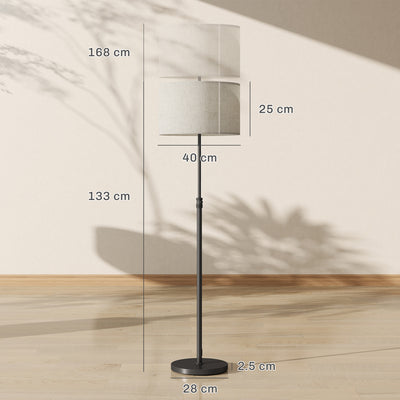 HOMCOM Floor Lamp with Remote, Height Adjustable Standing Lamp with Linen Shade, Dimmable with 3000K-6000K Adjustable Colour Temperatures, Foot Switch for Living Room Bedroom Office, Black