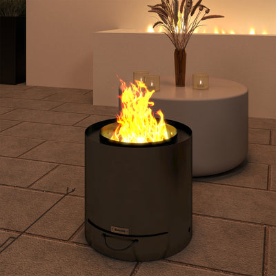 Outsunny Metal Wood-burning Fire Pit with Fire Poker - Black 
