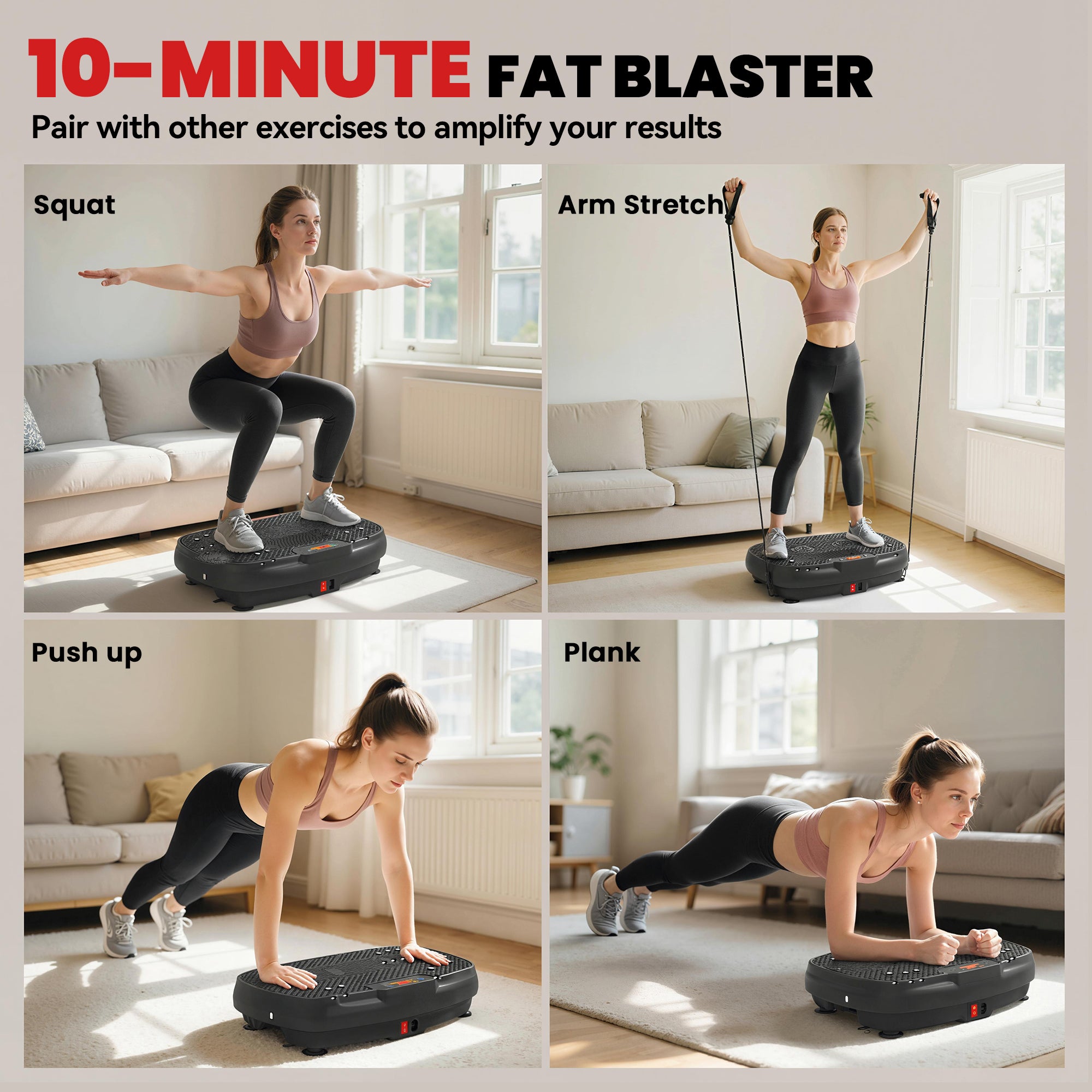 SPORTNOW Vibration Plate Exercise Machine with 120 Speed Levels, 5 Programs, Quiet Vibrating Plate with Resistance Bands 