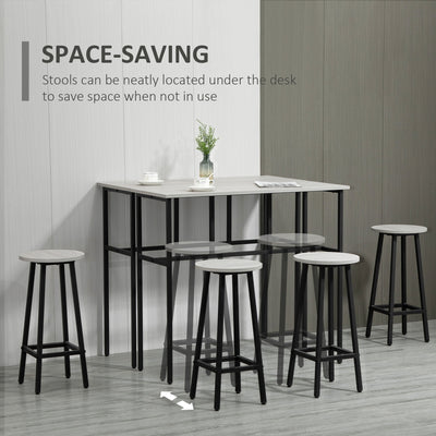 HOMCOM 6-Piece Bar Table Set, 2 Breakfast Tables with 4 Stools, Counter Height Dining Tables & Chairs for Kitchen, Living Room, Grey 