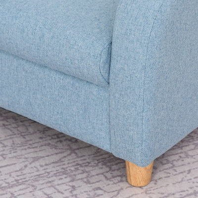 HOMCOM Children's Armchairs Toddler Chair Wood Frame Anti-Slip Legs High Back Bedroom Playroom Furniture Blue 