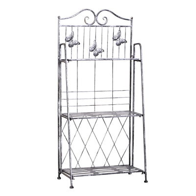 Outsunny Indoor Outdoor Freestanding 3-Tier Garden Plant Stand Metal Flower Display Rack for Potted Plants Balcony Décor 44L x 25W x 96H cm 