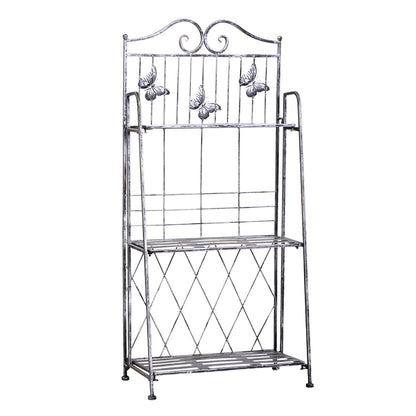 Outsunny Indoor Outdoor Freestanding 3-Tier Garden Plant Stand Metal Flower Display Rack for Potted Plants Balcony Décor 44L x 25W x 96H cm 