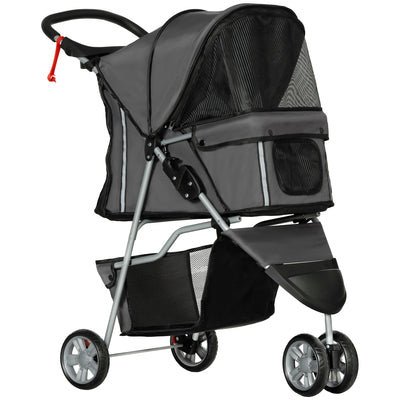 PawHut 3 Wheel Pet Stroller for Small and Miniature Dogs, Charcoal Grey 