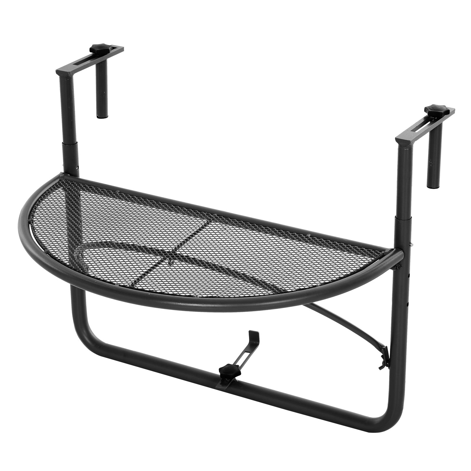 Outsunny Semi-Circular Attachable Balcony Hanging Coffee Table Adjustable Side Metal Table 