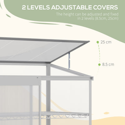 Outsunny 3 Tier Greenhouse Garden Outdoor Cold Frame Plant Flower Growth Transparent Polycarbonate Board Openable Roof Sliding Door w/ Foundation 131L x 58W x 140H cm 