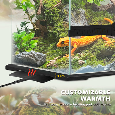 PawHut 40L Vivarium for Lizards, Frogs, Snakes, Turtles, Tortoises w/ Anti-Escape Design, Ventilation 