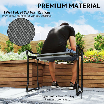 Outsunny 2 In 1 Garden Kneeler Seat Kneeling Pad Support Bench Foldable Knee Protector, Grey 