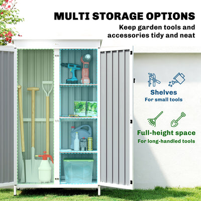 Outsunny Outdoor Storage Cabinet with Removable Shelves, Garden Tool Shed with Asphalt Roof, White and Black 
