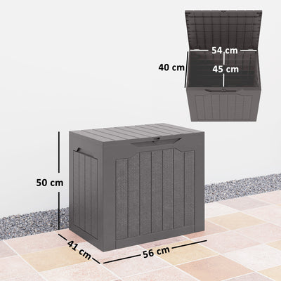 Outsunny 93L Plastic Garden Storage Box, Outdoor Storage Box with Handles, Waterproof Outdoor Storage Container, Brown 