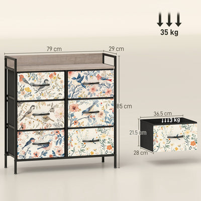 HOMCOM 6-Drawer Chest of Drawers - White 