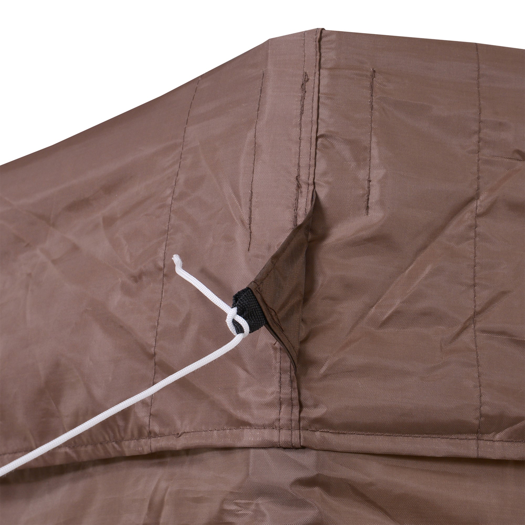 Outsunny 3.5m x 4m Hexagonal Pop Up Gazebo, Canopy Tent Sun Shelter for Patio Outdoor Party, Height Adjustable, with Mosquito Netting and Carry Bag - Brown 