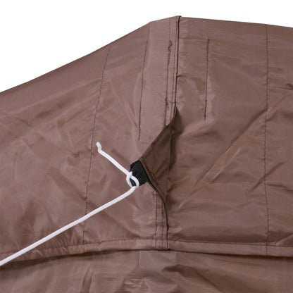 Outsunny 3.5m x 4m Hexagonal Pop Up Gazebo, Canopy Tent Sun Shelter for Patio Outdoor Party, Height Adjustable, with Mosquito Netting and Carry Bag - Brown 