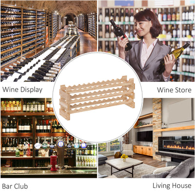 HOMCOM Three-Tier, 36 Bottle Wooden Wine Rack - Natural 
