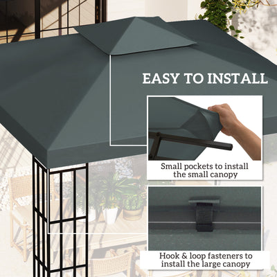 Outsunny Gazebo Roof Replacement, for 3 x 3(m) Frames - Grey 