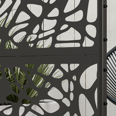 Outsunny Metal Decorative Privacy Screen Outdoor Divider, Black Twisted Lines 