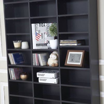 HOMCOM 1116 CD/ 528 DVD Storage Shelf Rack Media Storage Unit Shelves Racks Wooden Display Unit with 10 Adjustable Shelves, Black 