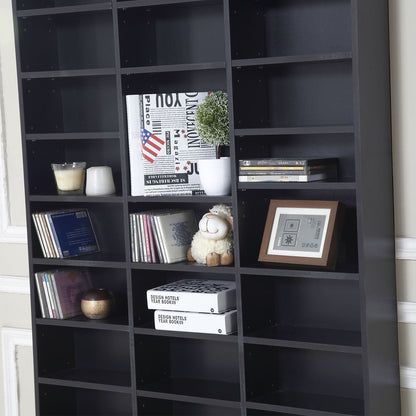 HOMCOM 1116 CD/ 528 DVD Storage Shelf Rack Media Storage Unit Shelves Racks Wooden Display Unit with 10 Adjustable Shelves, Black 