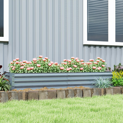 Outsunny 180 x 90cm Galvanised Steel Open Planter - Silver 
