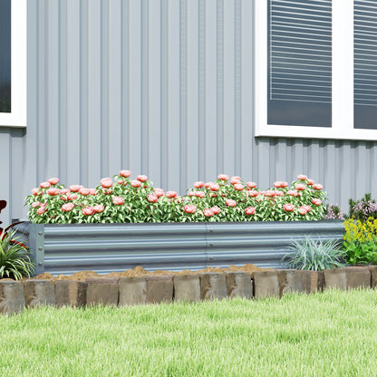 Outsunny 180 x 90cm Galvanised Steel Open Planter - Silver 