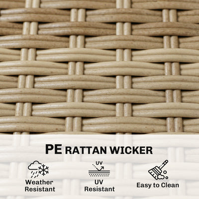 Outsunny 4 Seater Rattan Dining Set with Parasol, 6 Piece Garden Table and Stackable Chairs with Tempered Glass Tabletop 