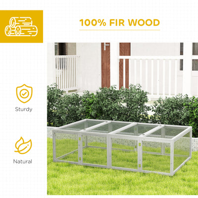 PawHut Wooden Rabbit Hutch Cage 6ft with Wire Mesh, Openable Roof, Play Space for Outdoor, Grey 