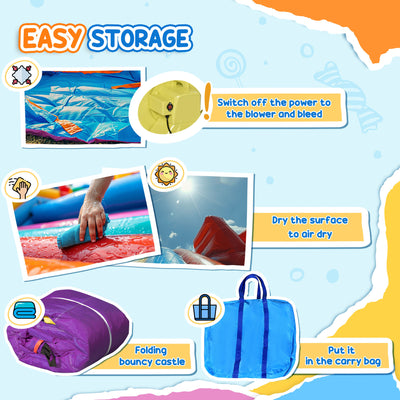 Outsunny Kids Bouncy Castle House Inflatable Trampoline Slide Water Pool 3 in 1 with Blower for Kids Age 3-8 Multi-color 2.8 x 2.5 x 1.7m 