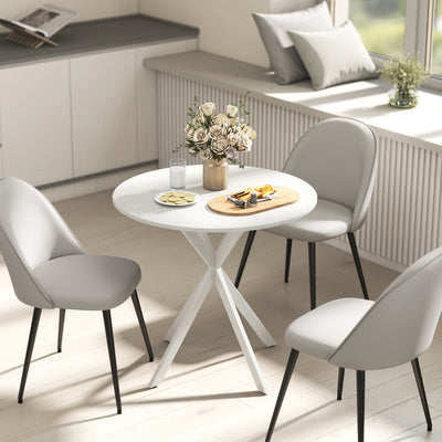 HOMCOM 80cm Industrial Round Dining Table - White 