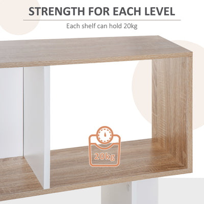 HOMCOM 5-tier Bookcase Storage Display Shelving S Shape design Unit Divider Natural 
