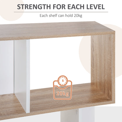 HOMCOM 5-tier Bookcase Storage Display Shelving S Shape design Unit Divider Natural 