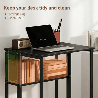 HOMCOM 63 cm Drop Leaf Writing Work Desk - Black 