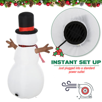 HOMCOM 6ft Giant Inflatable Snowman Christmas Decoration w/ LED Lights Accessories Cute Family Fun Seasonal Outdoor Indoor 