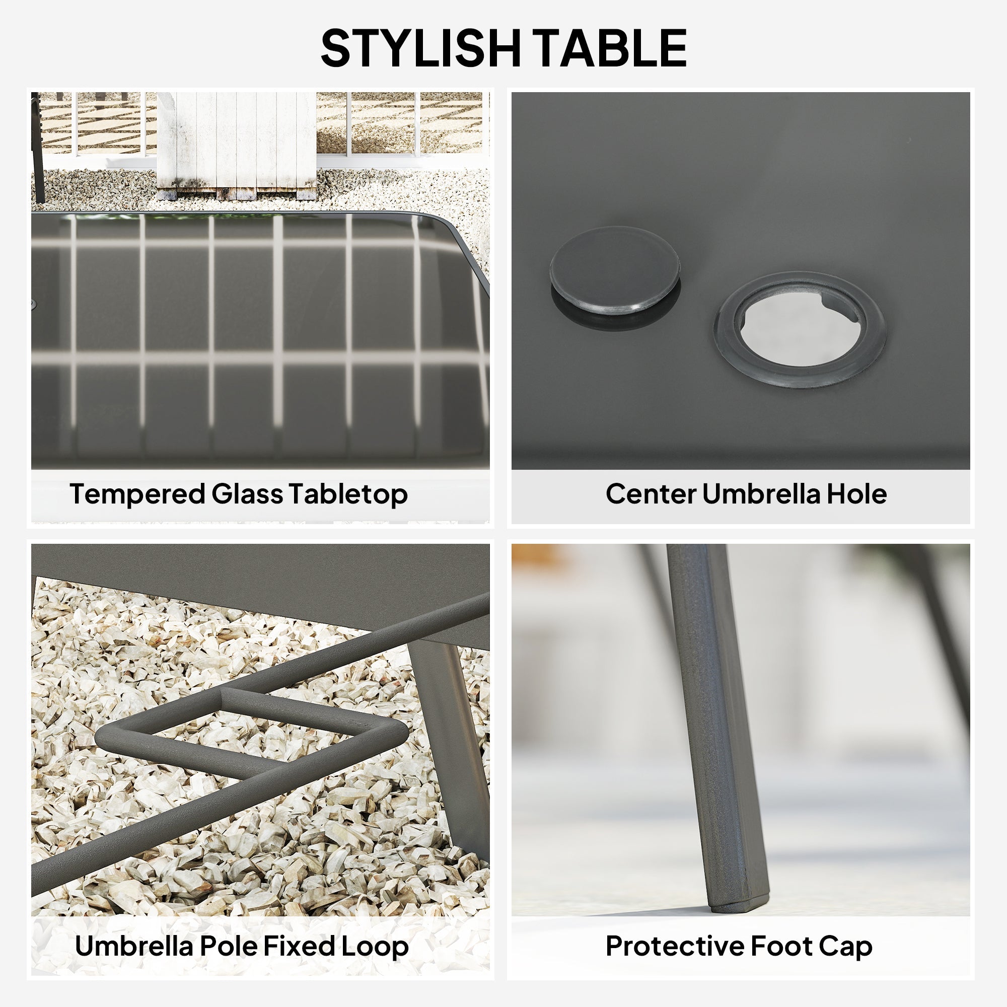 Outsunny Seven-Piece Outdoor Dining Set - Charcoal Grey 