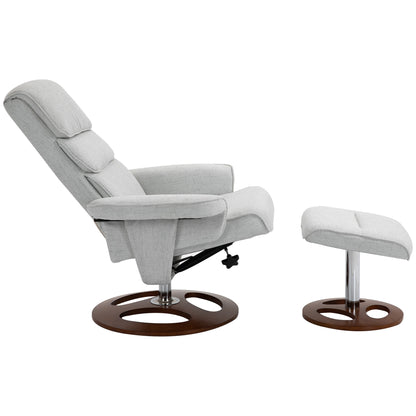 HOMCOM Recliner Chair Ottoman Set 360\'c2\'b0 Swivel Sofa Stool Modern Soft Thick Padding Wood Base Grey 