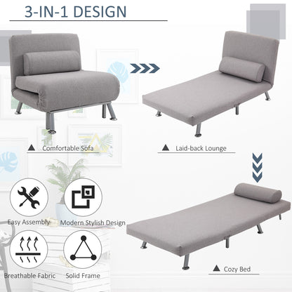HOMCOM Adjustable Back Futon Sofa Chair - Grey 