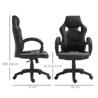 Vinsetto High-Back Office Chair Faux Leather Swivel Computer Desk Chair for Home Office with Wheels Armrests Black 