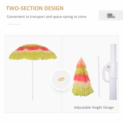 Outsunny 1.6m Patio Garden Hawaii Beach Sun Umbrella Sunshade Hawaiian Folding Tilting Crank Parasol (Multicolor) 