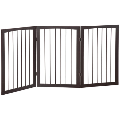 PawHut 3 Panel Stair Gate Foldable Dog Door Gate Indoor Free Standing Safety Gate Pet Barrier 76cm Height 
